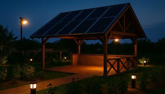 آلاچیق با نورپردازی خورشیدی