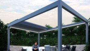 آلاچیق شیشه ای بیرونی با سقف متحرک