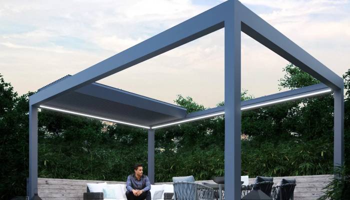 آلاچیق شیشه ای بیرونی با سقف متحرک